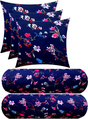 Swikon star Microfibre Floral Sleeping Pillow Pack of 5(Blue)
