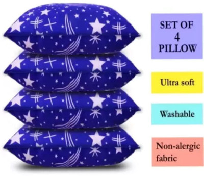 Navi collection Microfibre Abstract Sleeping Pillow Pack of 4(ORENGE CHECK)