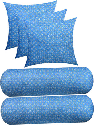 Changers Microfibre Bolster Pack of 5 Floral(Light Blue, White)