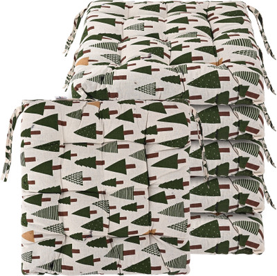 KUBER INDUSTRIES Microfibre Abstract Chair Pad Pack of 6(Green)