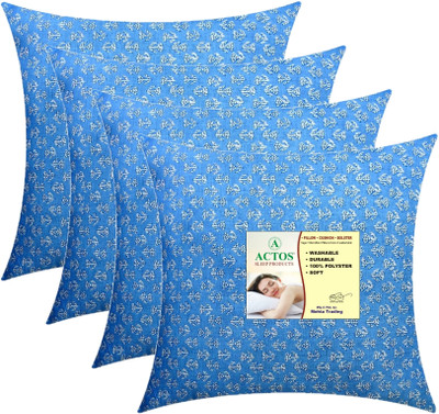 ACTOS Microfibre Floral Cushion Pack of 4(Light Blue)