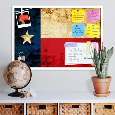 Artzfolio Texan Flag With A Vintage Look Printed Bulletin Board Notice Pin Board Soft Board | White Frame 17inch x 12inch (43.2cms x 30.5cms) Bulletin Board Bulletin Board(Multicolour)