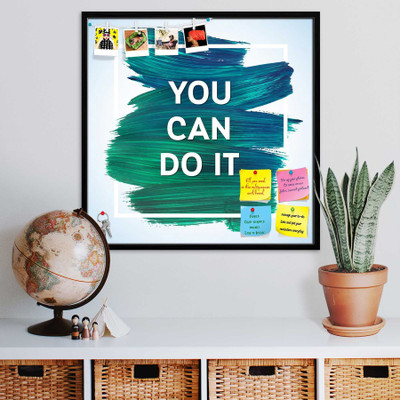 Artzfolio You Can Do It D2 Printed Bulletin Board Notice Pin Board Soft Board | Black Frame 12inch x 12inch (30.5cms x 30.5cms) Bulletin Board Bulletin Board(Multicolour)