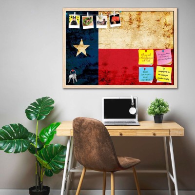 Artzfolio Texan Flag With A Vintage Look Printed Bulletin Board Notice Pin Board Soft Board | Natural Brown Frame 17inch x 12inch (43.2cms x 30.5cms) Bulletin Board Bulletin Board(Multicolour)