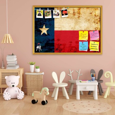 Artzfolio Texan Flag With A Vintage Look Printed Bulletin Board Notice Pin Board Soft Board | Golden Frame 22.9inch x 16inch (58.2cms x 40.6cms) Bulletin Board Bulletin Board(Multicolour)