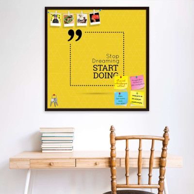 Artzfolio Stop Dreaming Start Doing D2 Printed Bulletin Board Notice Pin Board Soft Board | Dark Brown Frame 12inch x 12inch (30.5cms x 30.5cms) Bulletin Board Bulletin Board(Multicolour)