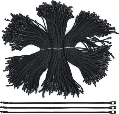 Aakriti Cotton Gift Clothing Price Tag String Hang Tag String Hanging Rope Snap Lock Pin, Black Cotton Tag  Pins(Set Of 1000, Black)