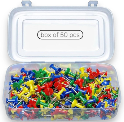 Shivom Plastic Head Thumb Push pin Metal pins, Bulletin Board, Notice Board  Pins(Set Of 50, Multicolor)