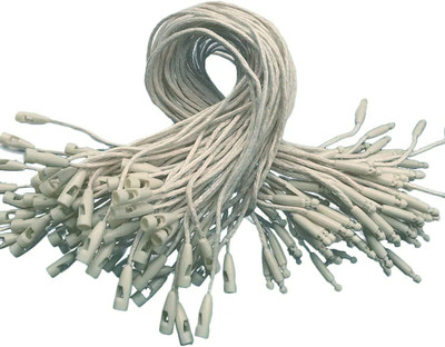 Aakriti Wax Hang Tag String Rope with Snap Lock Pin Loop Fastener Hook Ties for Clothes, White Wax Tag  Pins(Set Of 1000, White)