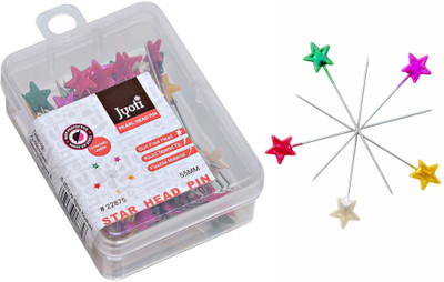 Jyoti 1Pearl Head Pin (50 Multicolored Star Shaped Pins in a Card) - Pack of 2 Cards, Steel  Pins(Set Of 100, Colored)