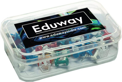 Eduway Transparent Plastic, Push Pins, Thumb Pins for Pin up Notice Board/Bulletin Board Nickel Steel Tip  Pins(Set Of 50, Multicolor)