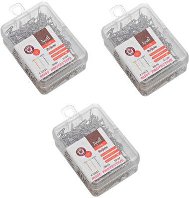 Jyoti T Pin - Royale, Size 0.85 x 26mm of Steel in Electroplated Finishes, Ideal for Garment Cloth Packing, Wig Making, Paper, Office, & Stationery  Pins(Set Of 3, Silver)