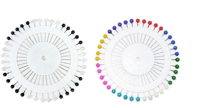 gobagee Plastic Pearl Head, Stainless Steel 35mm Long  Pins(Set Of 80, Multicolor 40 &, Black and White 40)