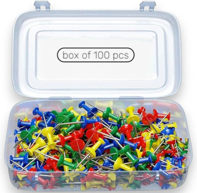 Shivom Plastic Head Thumb Push pin Metal pins, Notice Board, Bulletin Board  Pins(Set Of 100, Multicolor)