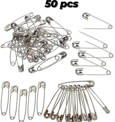 BLJIENT SILVER SAFETY PINS FOR MULTIPURPOSE Steel, STEEL  Pins(Set Of 50, Silver)