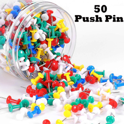 Eduway Plastic, Steel  Pins(Set Of 50, Multicolor)