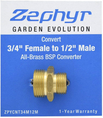Zephyr Converter Coupling Convert 3/4in. Female to 1/2in. Male (Brass) 2-Way Coupling Pipe Joint(Pack of 2)