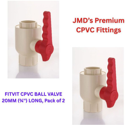 JMD Deco FITVIT CPVC BALL VALVE 20MM (¾'') LONG, 2-Way Cross Pipe Joint(Pack of 2)