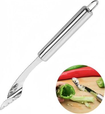 primetreads Stainless Steel Chili Corer Peppers Seed Remover Knife Straight Peeler(Silver)