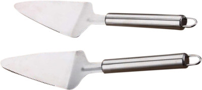 SYGA 2 Pcs Stainless Steel Triangular Cake Pie Pizza Kitchen Baking Tools Round Handle Shovel Rocker Pizza Cutter(Steel)