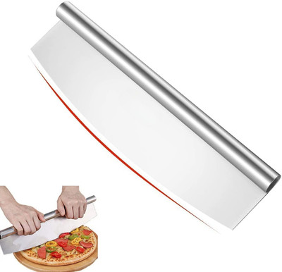 WAKTORO GALLY 14-Inch Stainless Steel Pizza Cutter Rocker Knife Double Ended Pizza Cutter(Stainless Steel)