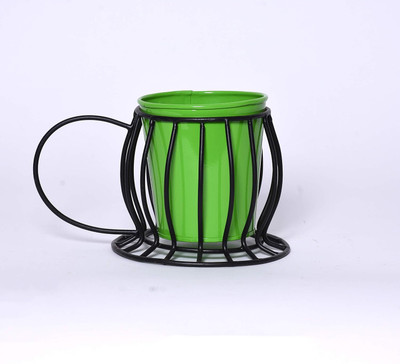 HOMACE INTERNATIONAL Coffee Cup Table Top Pot with Holder Plant Container Set(Metal)