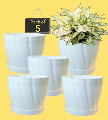 SNSHOPEE (Pack of 5 with bottom plates) flower planters gamle pots for plants containers Plant Container Set(Pack of 5, Plastic)
