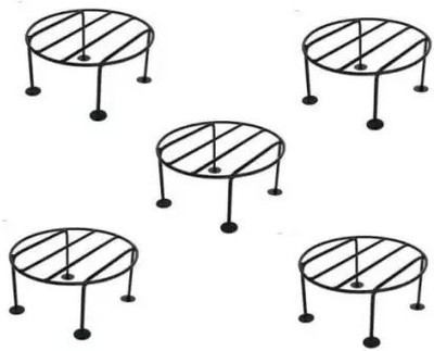 Decorexperts Set of 5 Round pot stand for outdoor & indoor Plant Container Set(Pack of 4, Metal)
