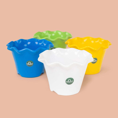 TrustBasket Blossom Pot 6 Inch Set of 4 Plant Container Set(Pack of 4, Plastic)