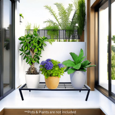 PLANTER Anit Rust Metal Planter Set Of 4 Black Plant Container Set(Pack of 4, Metal)