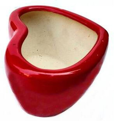 chandtrader Ceramica HeartGlow Red Port Plant Container Set(Ceramic)