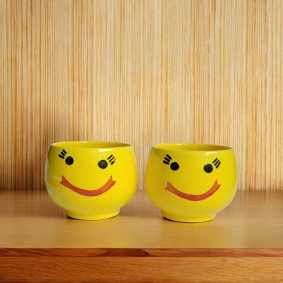 Bella Orchids Plants Smiley Ceramic plant pot for Home & Garden, Plant Container Set(Pack of 2, Ceramic)