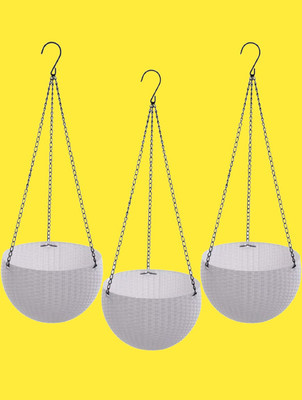 Arhan solution hanging pots Plant Container Set(Pack of 3, Plastic)