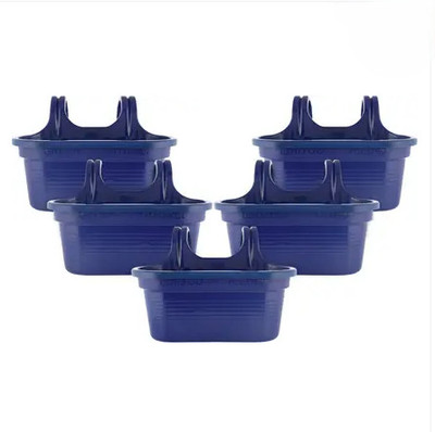 Dervino Double Hook Plastic Hanging Planter Pot for Home & Garden|14 Inch|Blue color Plant Container Set(Pack of 5, Plastic)