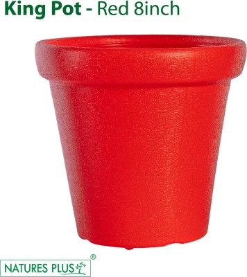 nautresplus King Size Flower Pot Red Container Set (Plastic) – 8 Inch (Pack of 2) Plant Container Set(Pack of 2, Plastic)