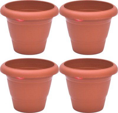 Easy Dream Garden Planters With Drain Holes |Indoor Outdoor Balcony Flower Pots Plant Container Set(Pack of 4, Plastic)