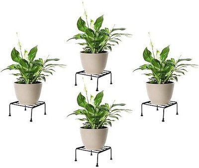 umaima entarpriseas Room Decor(for 4 Squre POTS 23CM Length Pot Stand, Pack of 4 Black) Plant Container Set(Pack of 4, Metal)