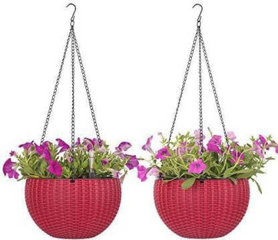 PALOMINO Plastic container set euro basket hanging pot railing pot hook pot ( pack of 2 pcs euro basket ) Plant Container Set(Pack of 2, Plastic)