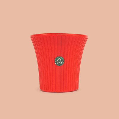 TrustBasket Tancy Pot 6 Inch Red Set of 1 Plant Container Set(Plastic)