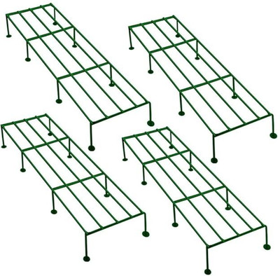 TrustBasket Rectangular Indigo Metal Planter Stand (Set of 4 - Green) Plant Container Set(Pack of 4, Metal)