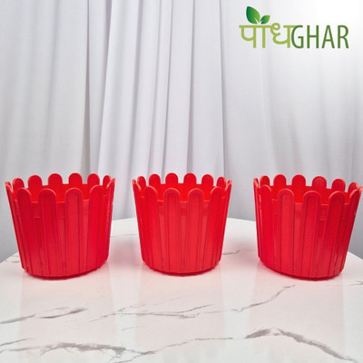 podhghar Tippy Pot Pack Of 3 Plant Container Set(Pack of 3, Plastic)