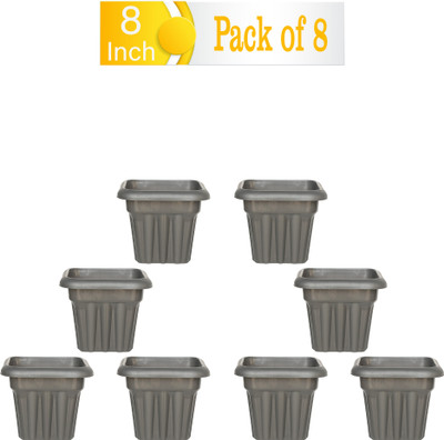 Zobby 8 Inch High Quality Gamla ||Garden Pot || Planter || Flower Pot || Plant Container Set(Pack of 8, Plastic)