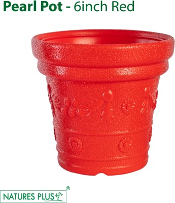 nautresplus Pearl Flower Pot Red Container Set (Plastic) – 6 Inch (Pack of 2) Plant Container Set(Pack of 2, Plastic)