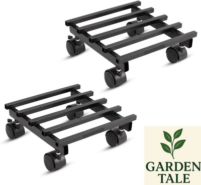 gardentale Metal Plant Stand with Wheels Heavy Duty Plant Container Set(Pack of 2, Metal)