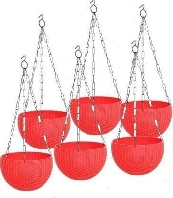 Funtastik euro 6 pcs red basket without flowers high quality for home gardening Plant Container Set(Pack of 6, Plastic)