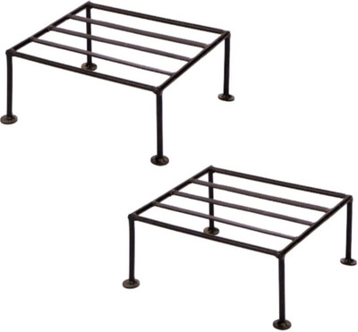Abhi Creation Modern Indoor / Outdoor Iron Planter Stand / Flower Shelf Rack Holder Plant Container Set(Pack of 2, Metal)