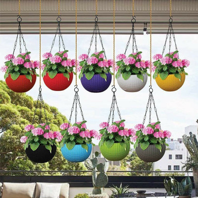 Funtastik Virajsanchi Hanging Pot Pack of 2 Plant Container Set(Pack of 2, Plastic)