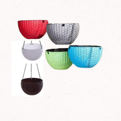 ujjwal future Hanging Flower Pots With Metal Chain-6 Pieces Multicolor Plant Container Set(Pack of 6, Plastic)