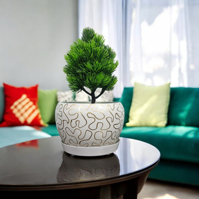 Retro Home Decorative Single Tradition Metal Pot Vase With Stand For Home Decor Plant Container Set(Metal)