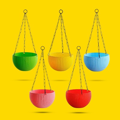 10club Euro Hanging Planters for Home & Balcony Garden Plant Container Set(Pack of 5, Plastic)